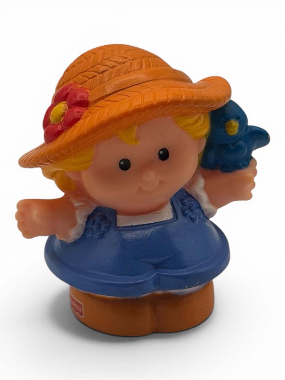 Fisher-Price Little People Girl Blonde Bluebird Garden Overalls Vintage